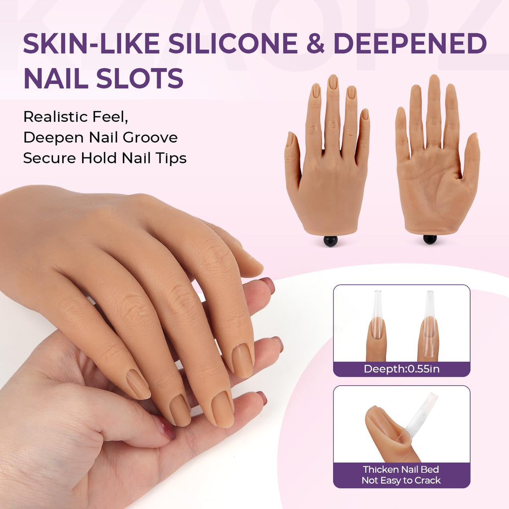 Beginners Practice Hand for Acrylic Nails - Realistic Silicone Mannequin
