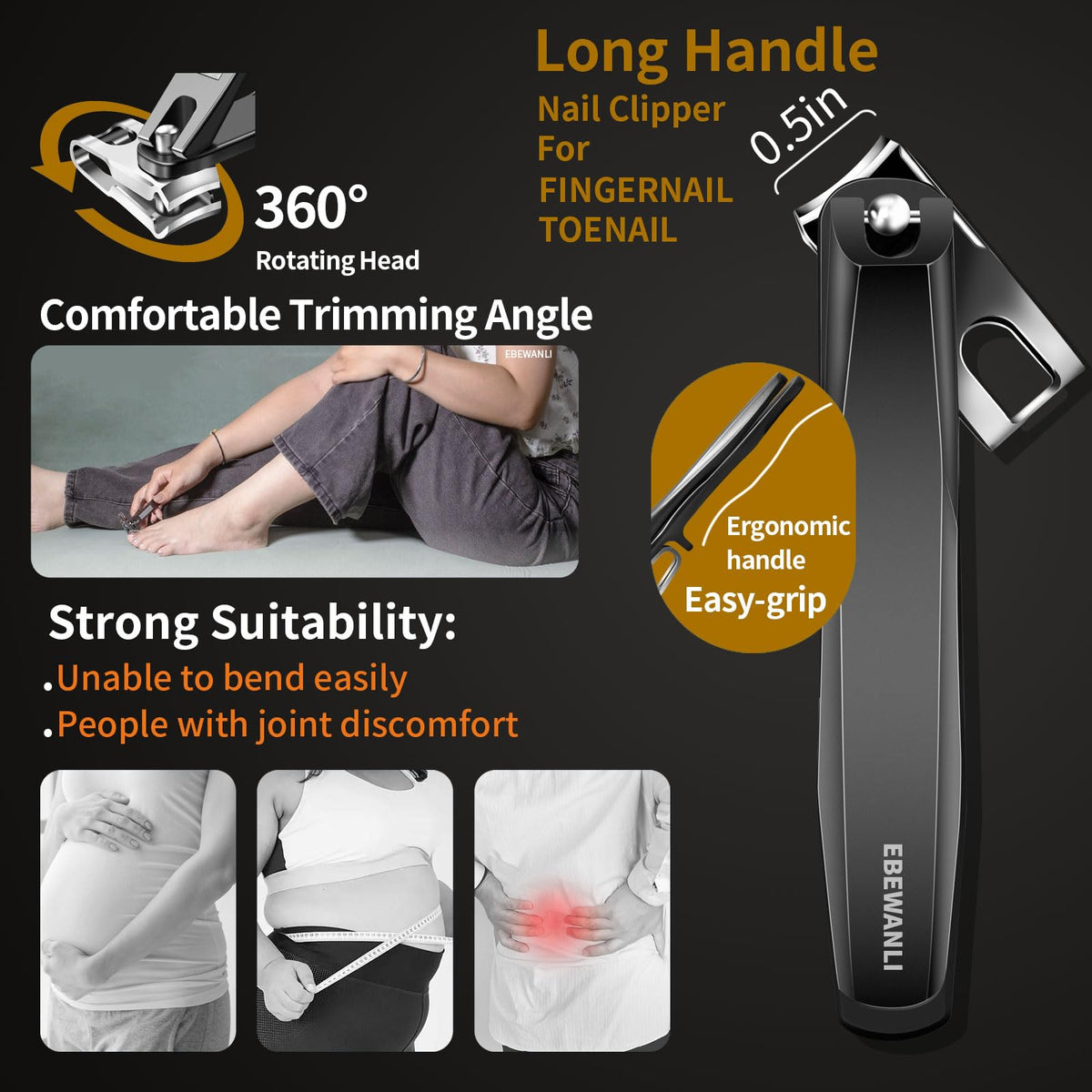 EBEWANLI Podiatrist Toenail Clipper Kit for Thick and Ingrown Nails