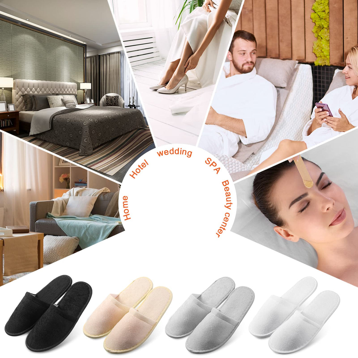 Geyoga 24 Pairs Disposable Guest Slippers with Soft Toweling and EVA Sole