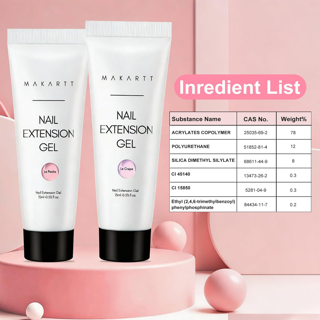 Makartt HEMA-Free TPO-Free Poly Nail Gel Extension Kit with Slip Solution