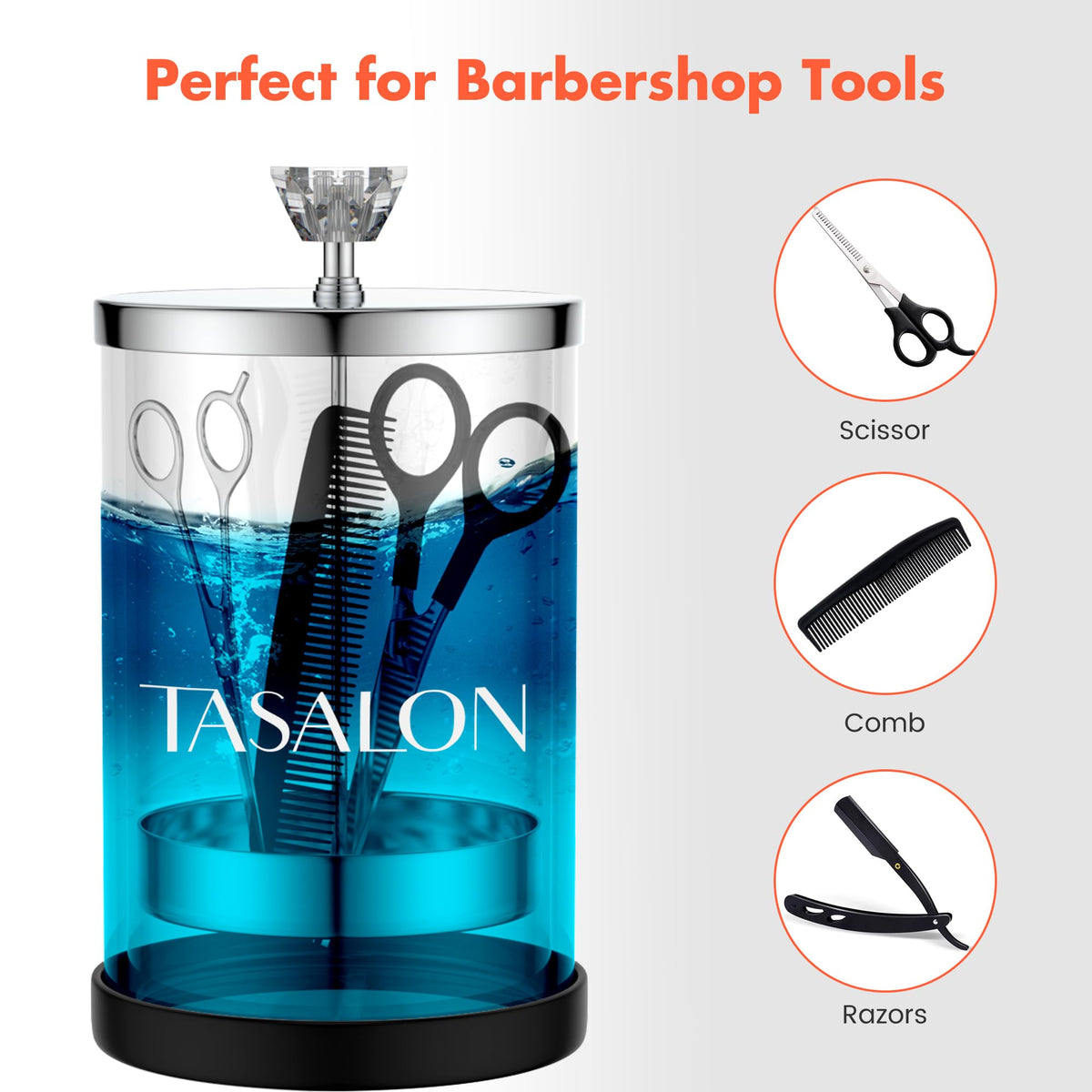 TASALON Disinfectant Jar with Removable Basket, Glass Body and Stainless Cap
