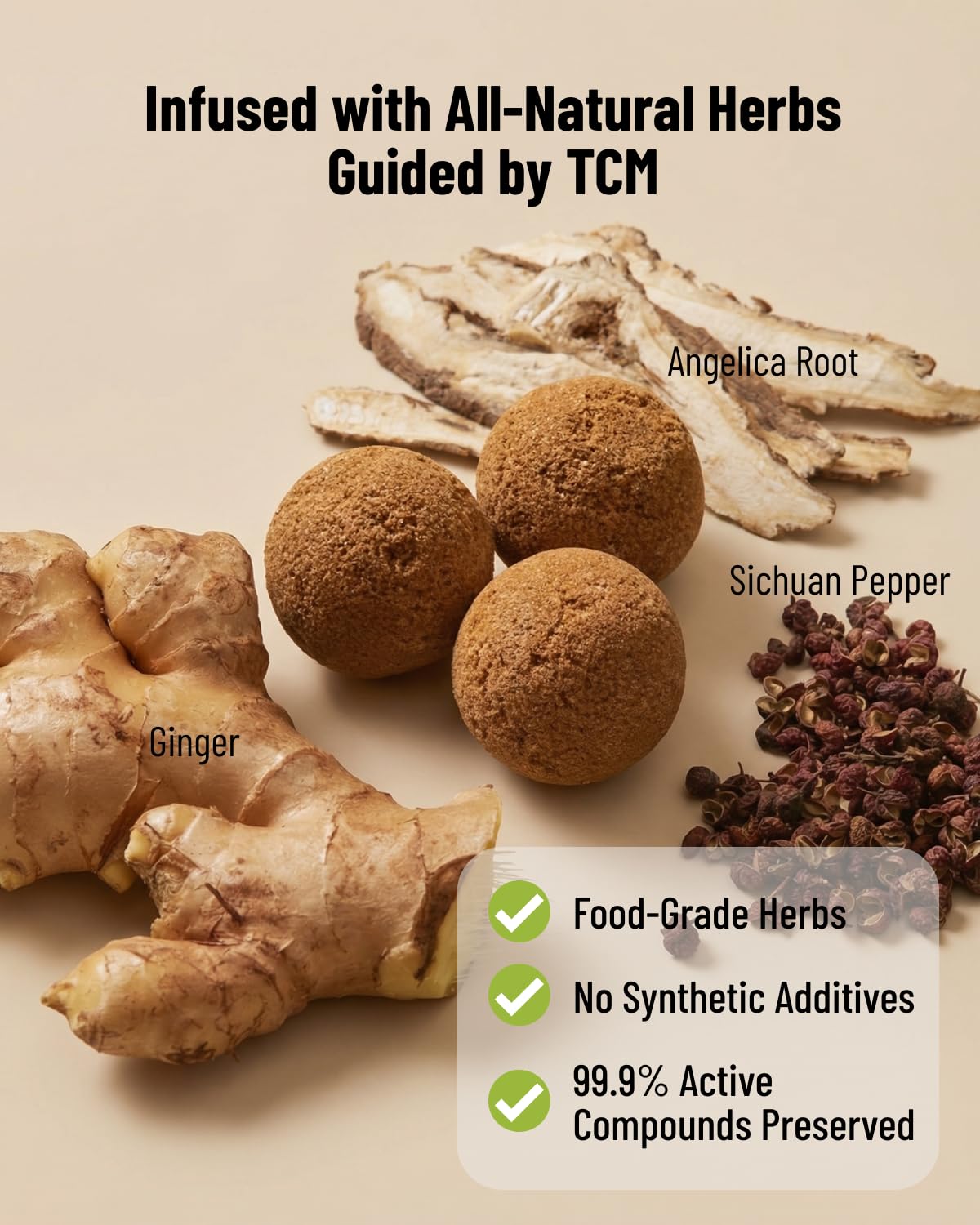 Ginger Herbal Foot Soak Balls with Sichuan Pepper and Angelica Root, 8 Pack