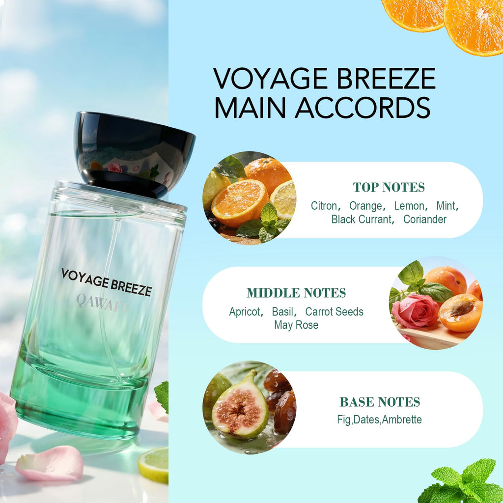 Voyage Breeze Eau de Parfum Spray for Women and Men, Citrus Mint