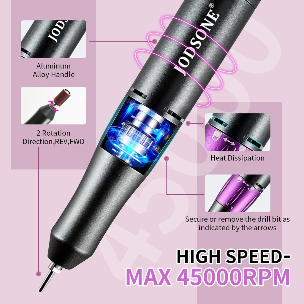 JODSONE Professional Rechargeable Nail Drill 45000 RPM