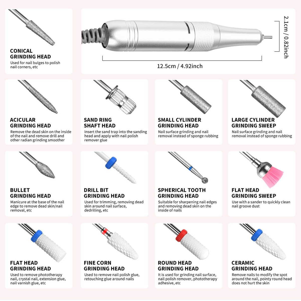 Professional Rechargeable Nail Drill Kit, 45,000 RPM with 13 Bits
