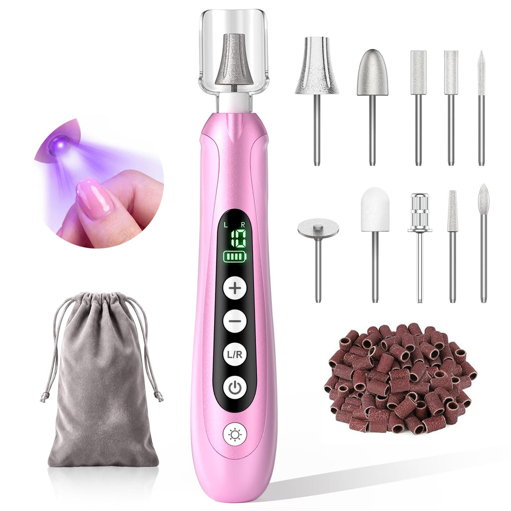 Pink Electric Nail Drill Kit with LED Light and Nail Drying Lamp