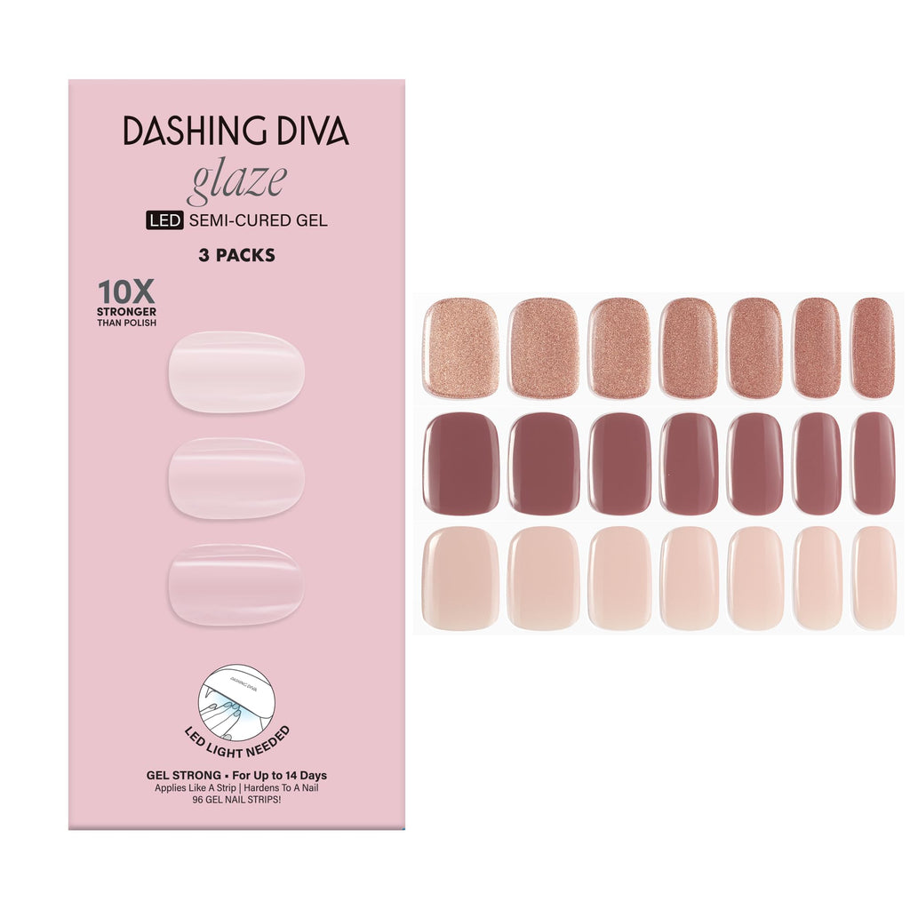 Dashing Diva Glaze Semi-Cured Gel Nail Strip 3-in-1 Kit