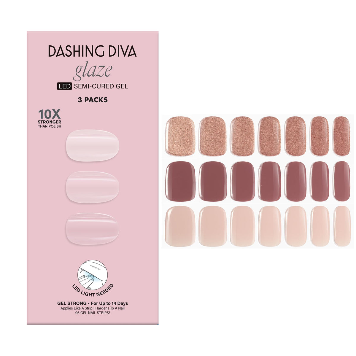 Dashing Diva Glaze Semi-Cured Gel Nail Strip 3-in-1 Kit