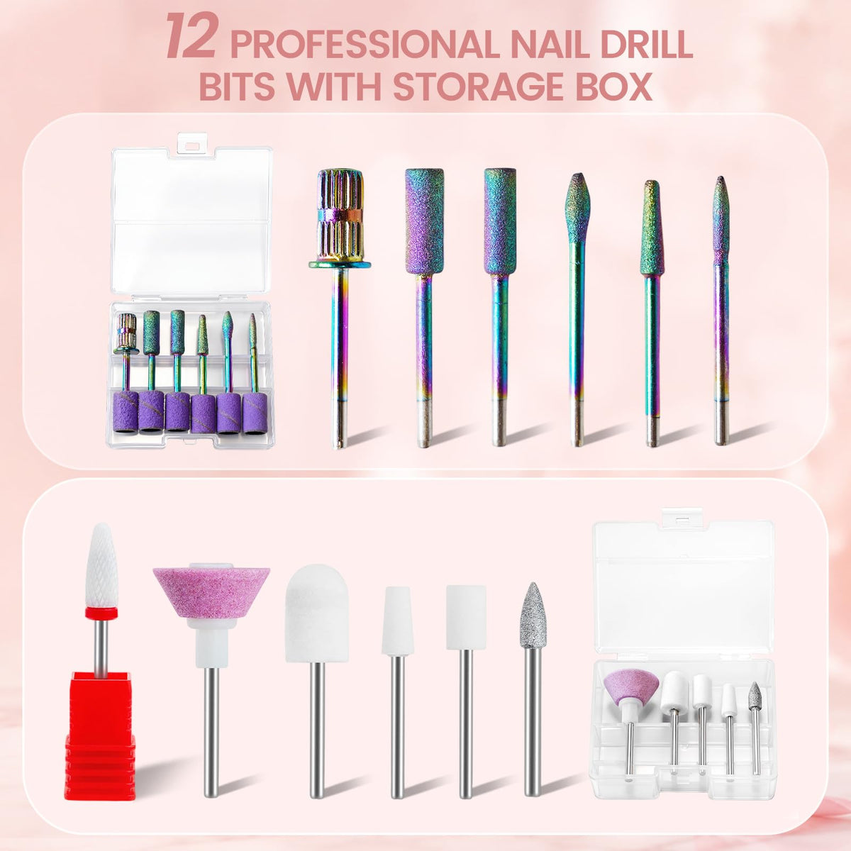 Delanie Professional Electric Nail Drill, 50,000 RPM Rechargeable E-File Kit