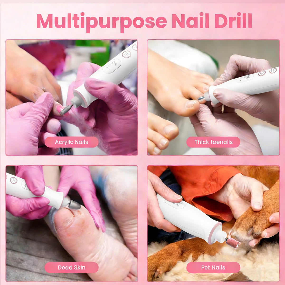 Merloly Cordless Electric Nail Drill Kit with LED Light