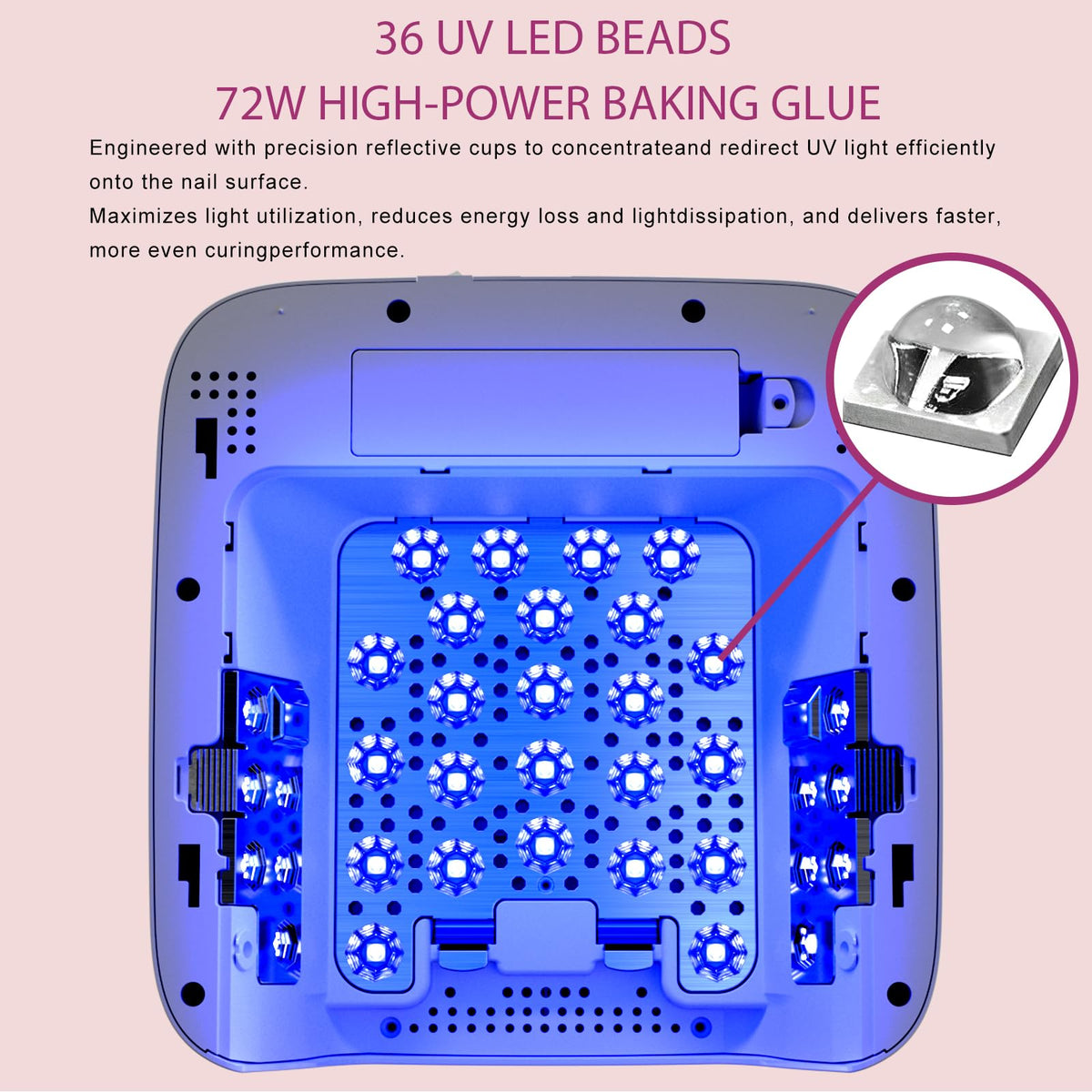 72W Rechargeable UV LED Nail Lamp for Gel Polish