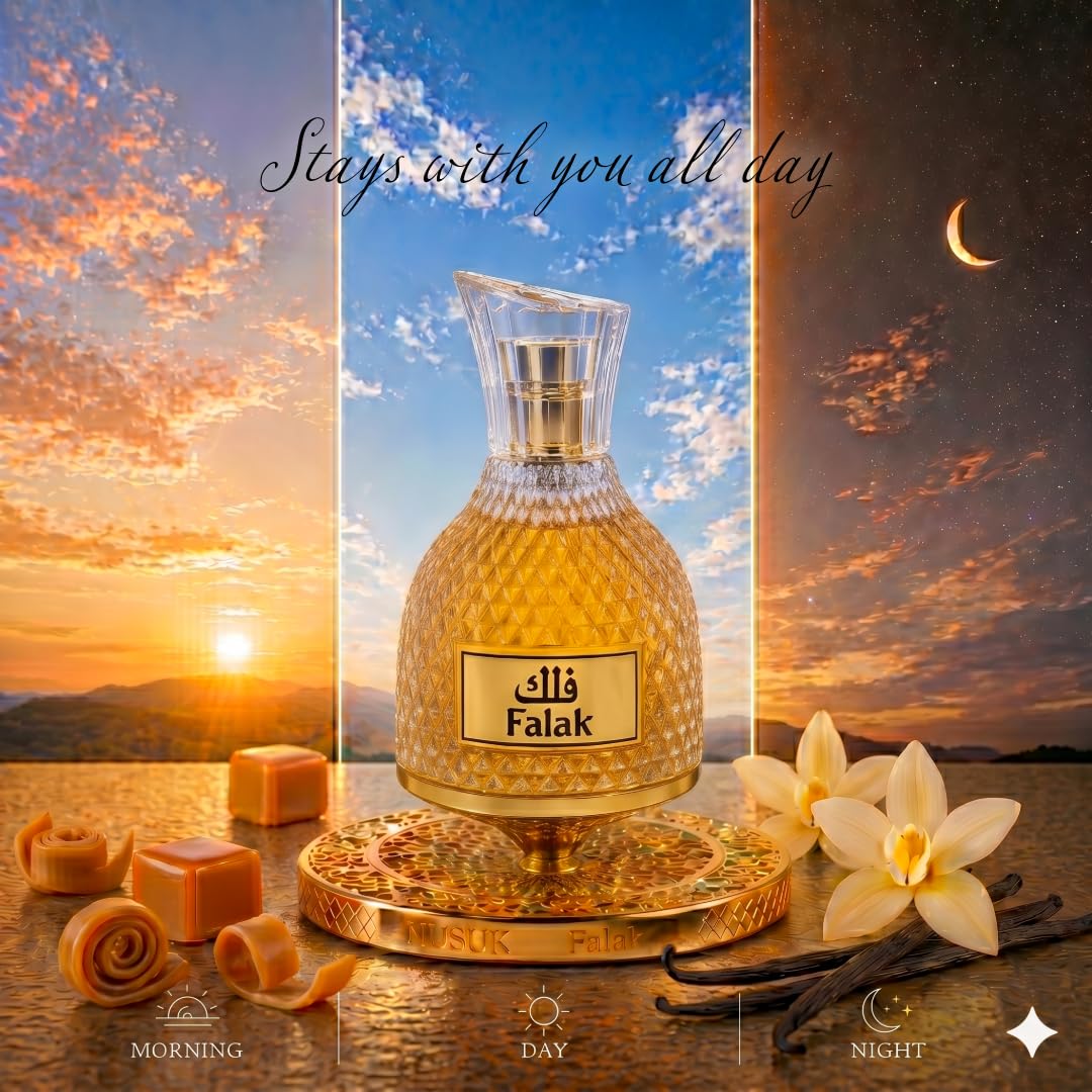 Nusuk Falak Unisex Eau de Parfum Spray, Gourmand Caramel Vanilla Fragrance