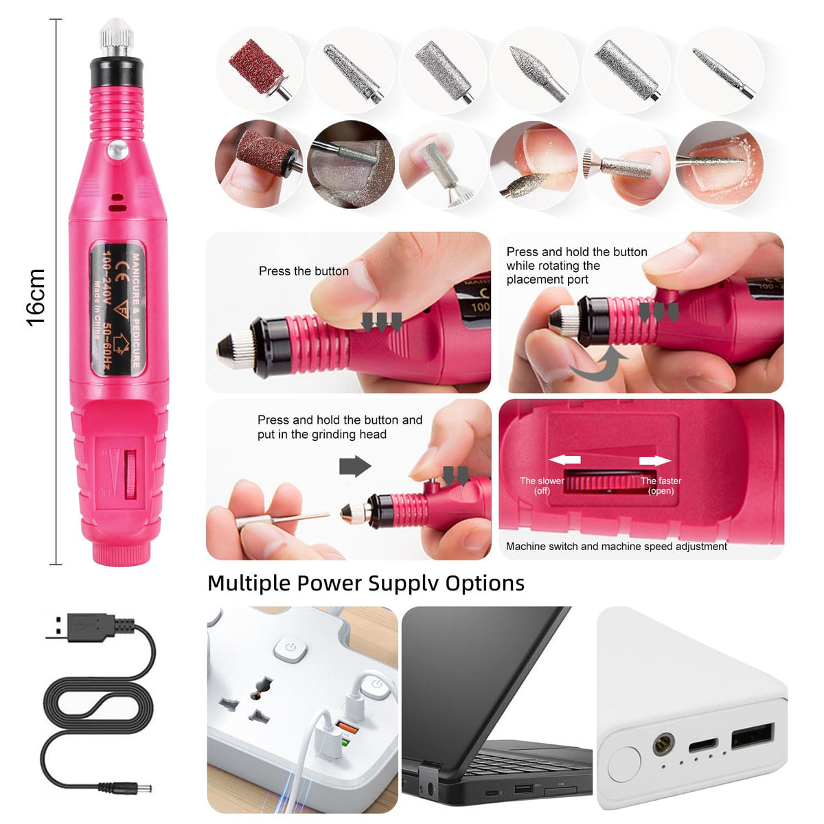 Acrylic Nail Kit with Drill, UV Light and Nail Art Accessories