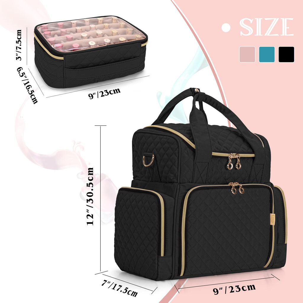LUXJA Nail Polish Organizer Bag with Removable Cases and Tool Storage