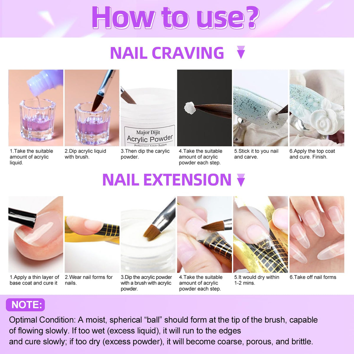 Major Dijit Acrylic Nail Kit with Drill, UV LED Lamp and Nail Art Tools