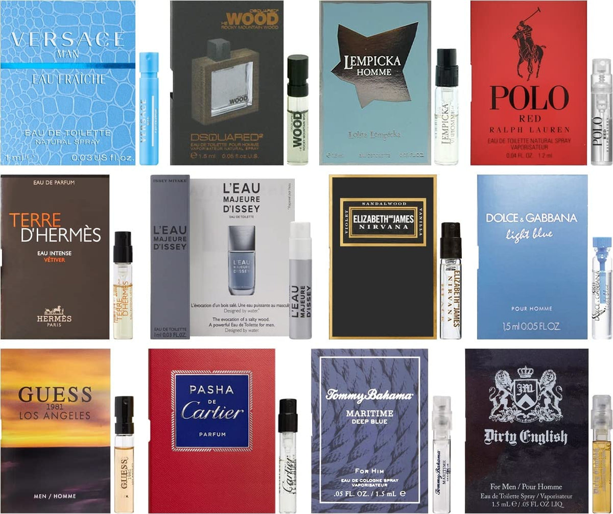 Men's Designer Cologne Fragrance Sample Discovery Set, 12 Vials