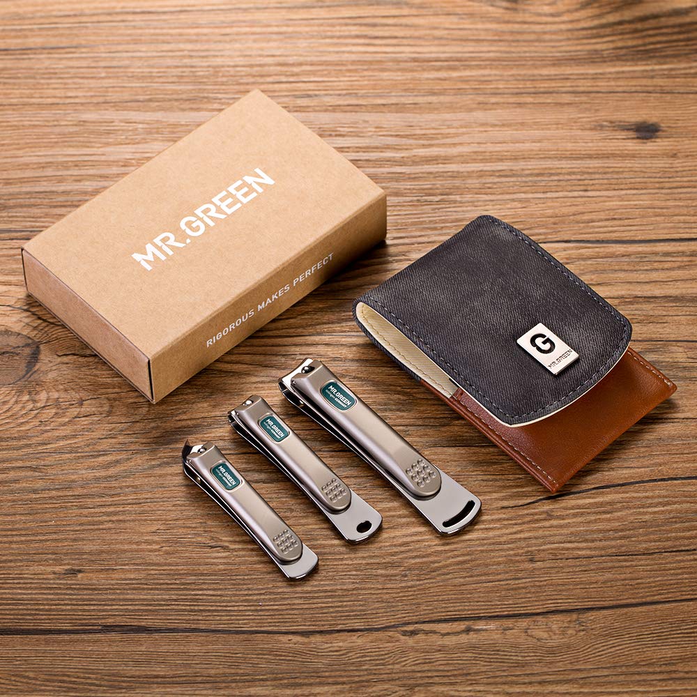 MR.GREEN Stainless Steel Nail Care Kit with Leather Case