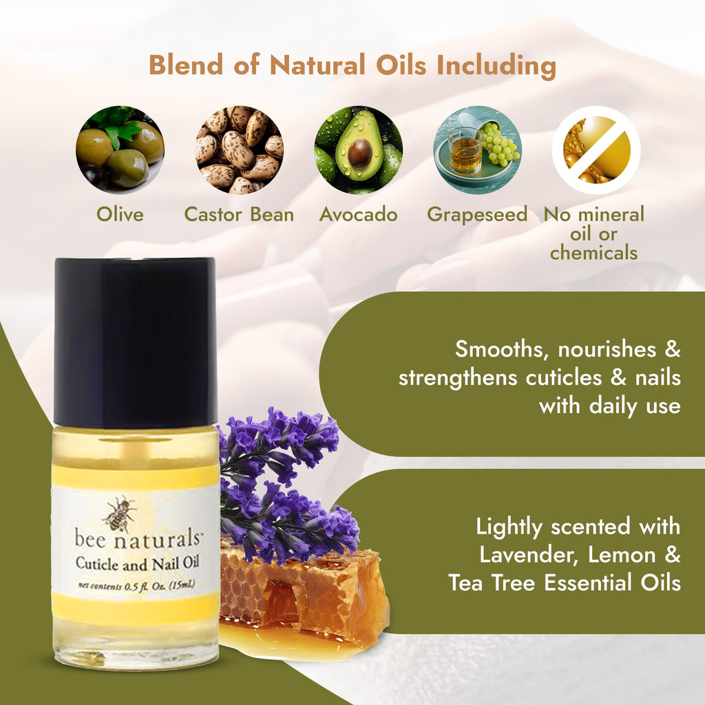 Bee Naturals Nail & Cuticle Oil Kit with Vitamin E and Botanical Oils