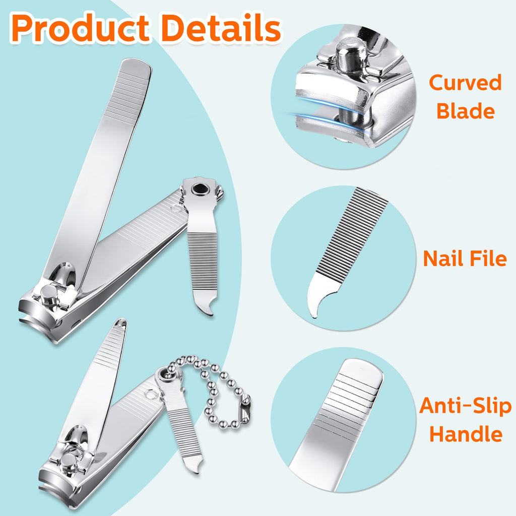Lasnten 60-Piece Stainless Steel Nail Clipper Set, Fingernail and Toenail Cutters