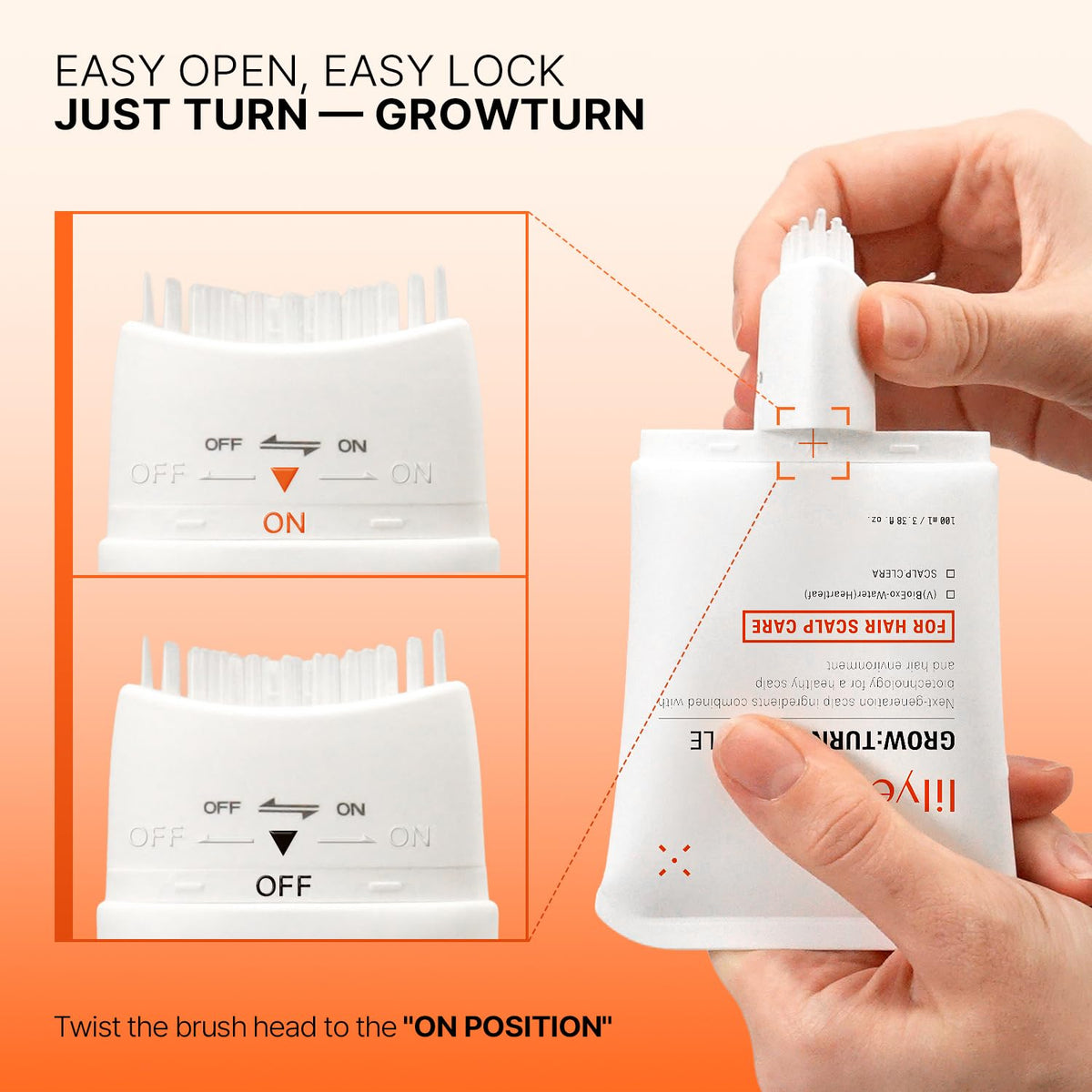 lilyeve GROWTURN Exosome Hair Growth Serum with Built-In Scalp Brush, 3.38 fl oz