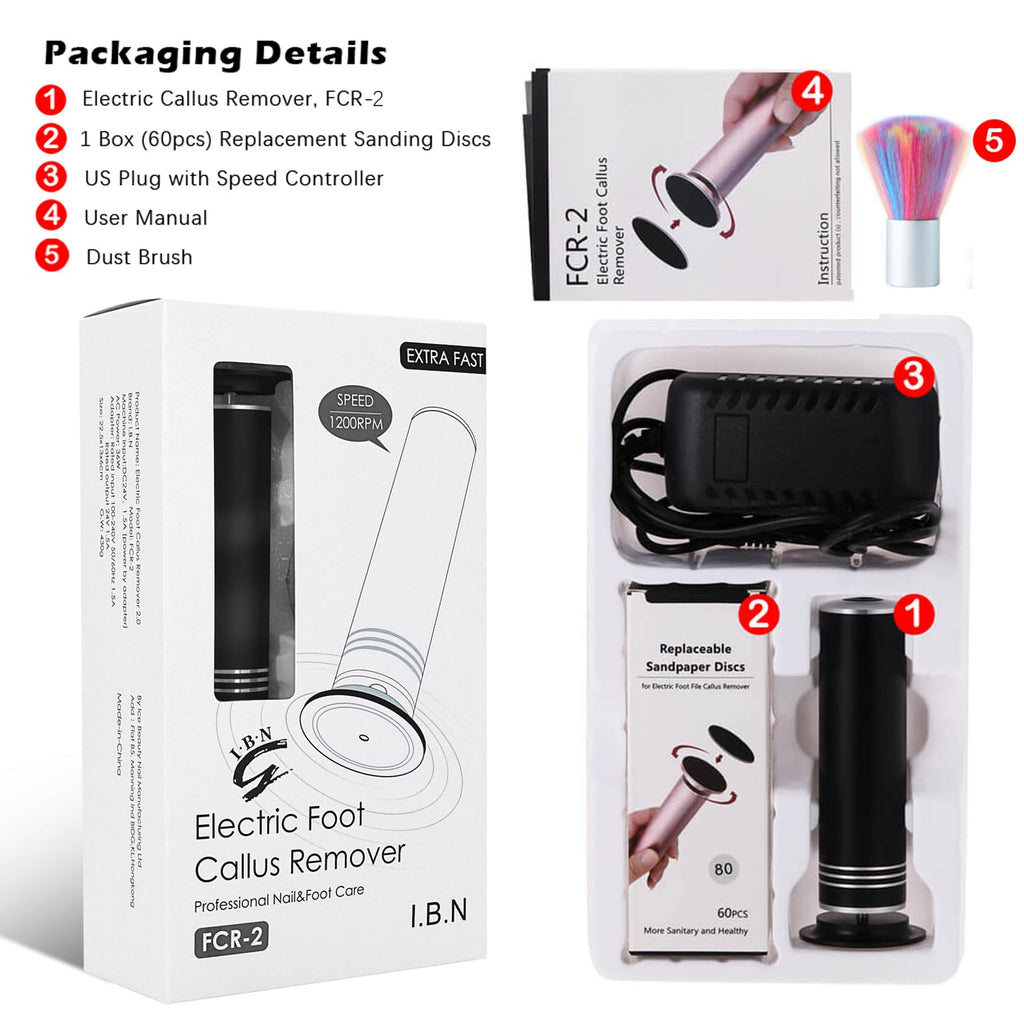 I.B.N Electric Callus Remover Foot File with Adjustable Speed