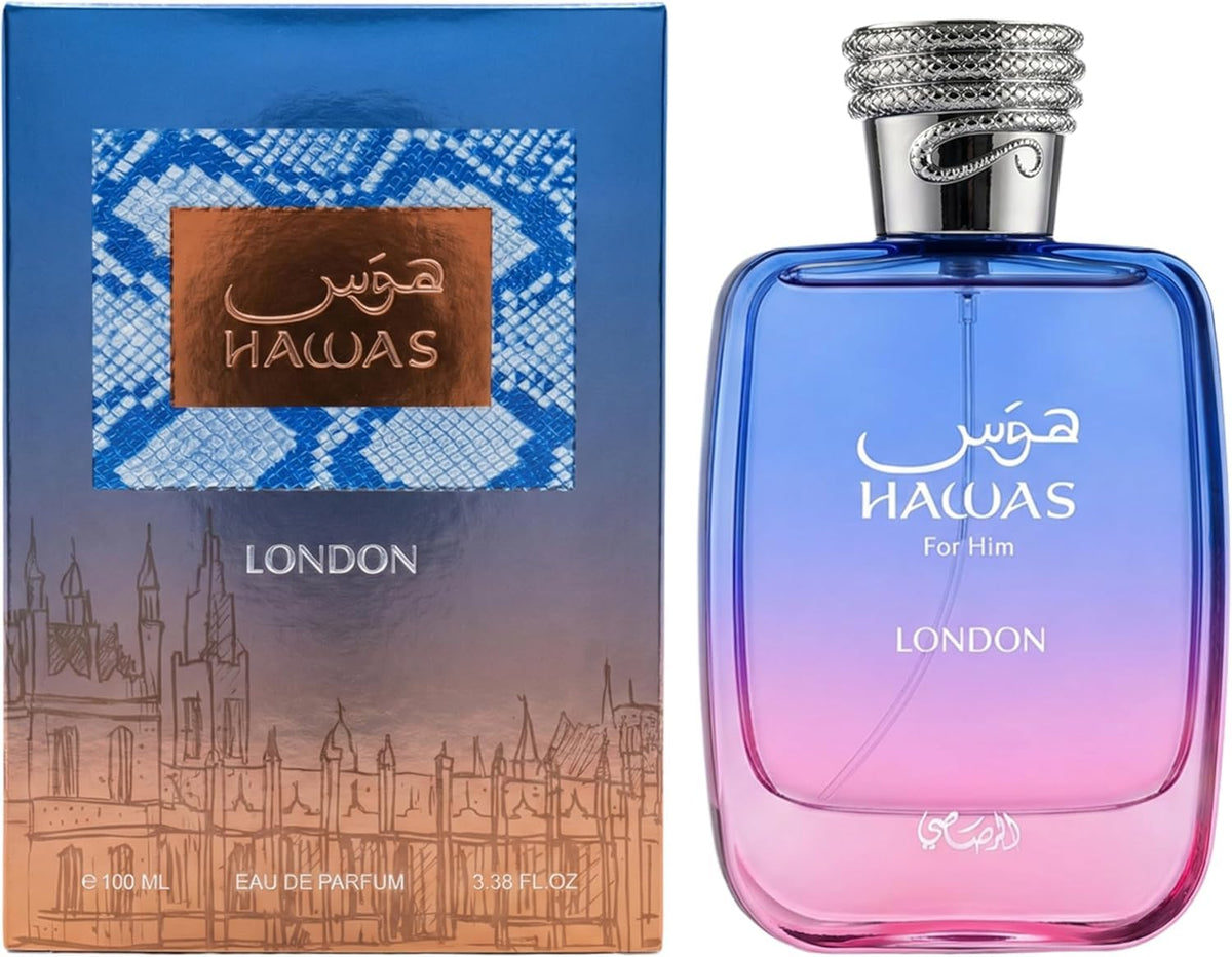 RASASI Hawas London Eau de Parfum for Men, Spicy Fruity Floral Amber, 100ml