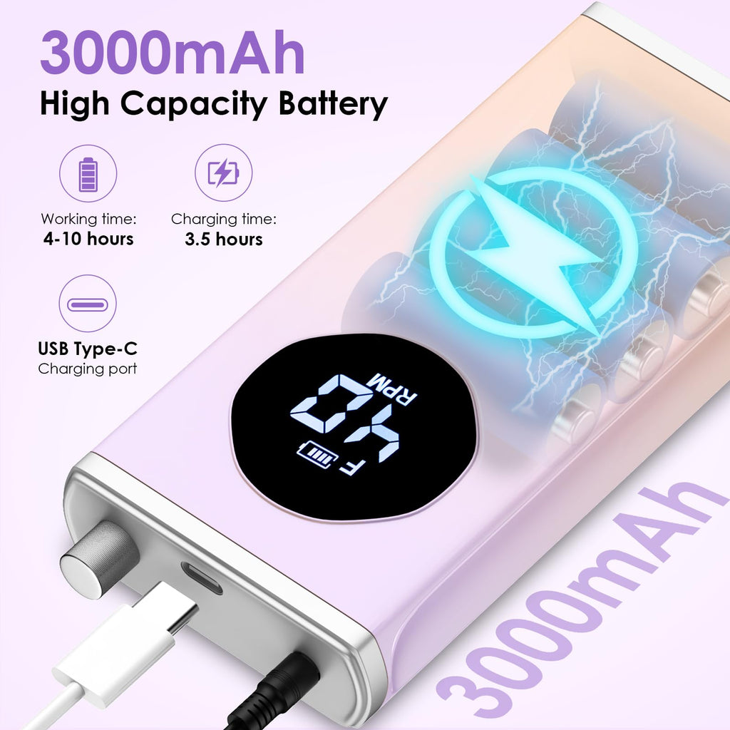 HOMEASY Electric Nail Drill 40000RPM Rechargeable E-File Kit, Purple