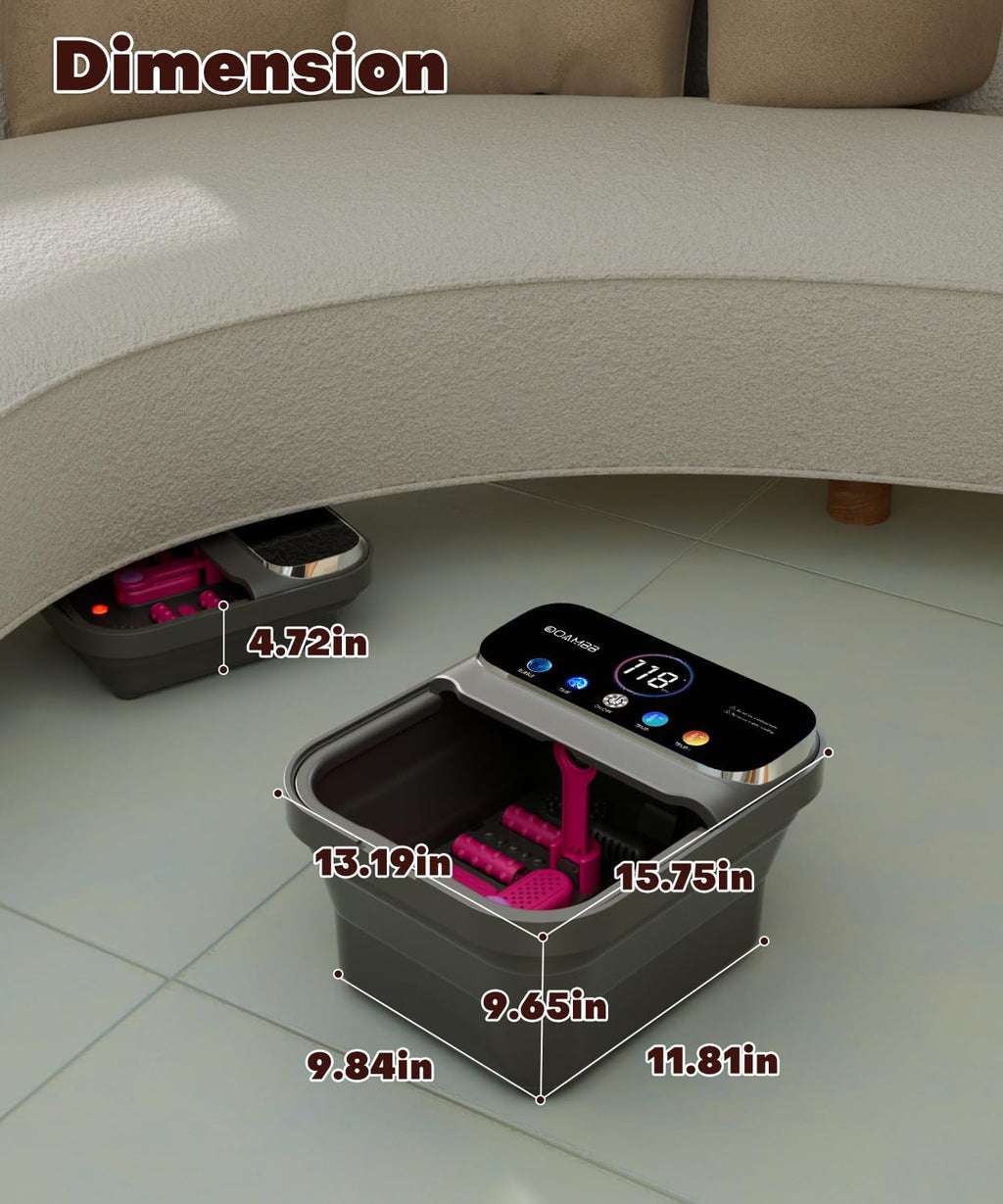 OOAMBB Collapsible Foot Spa with Heat, Bubbles, Massage Rollers and Remote Control