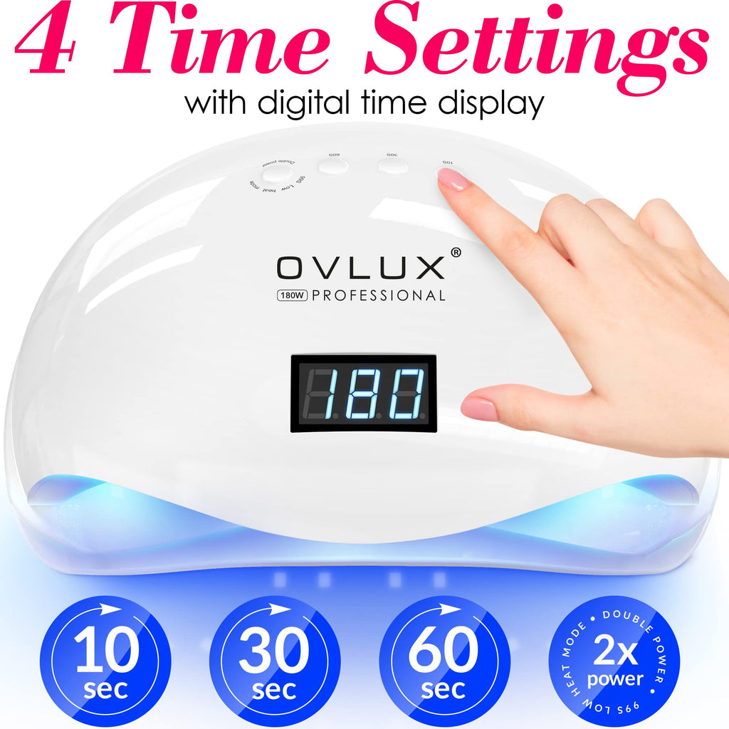 OVLUX 180W UV LED Nail Lamp with Nail Buffer & File Set