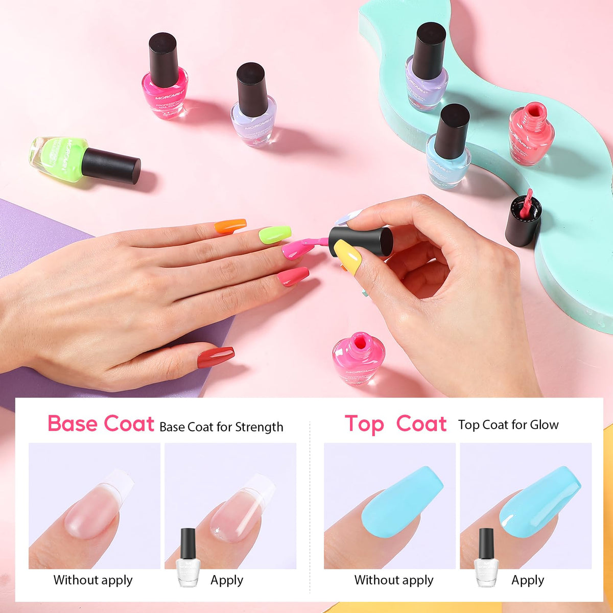 Morovan Nail Polish Set with Quick-Dry Regular Nail Colors