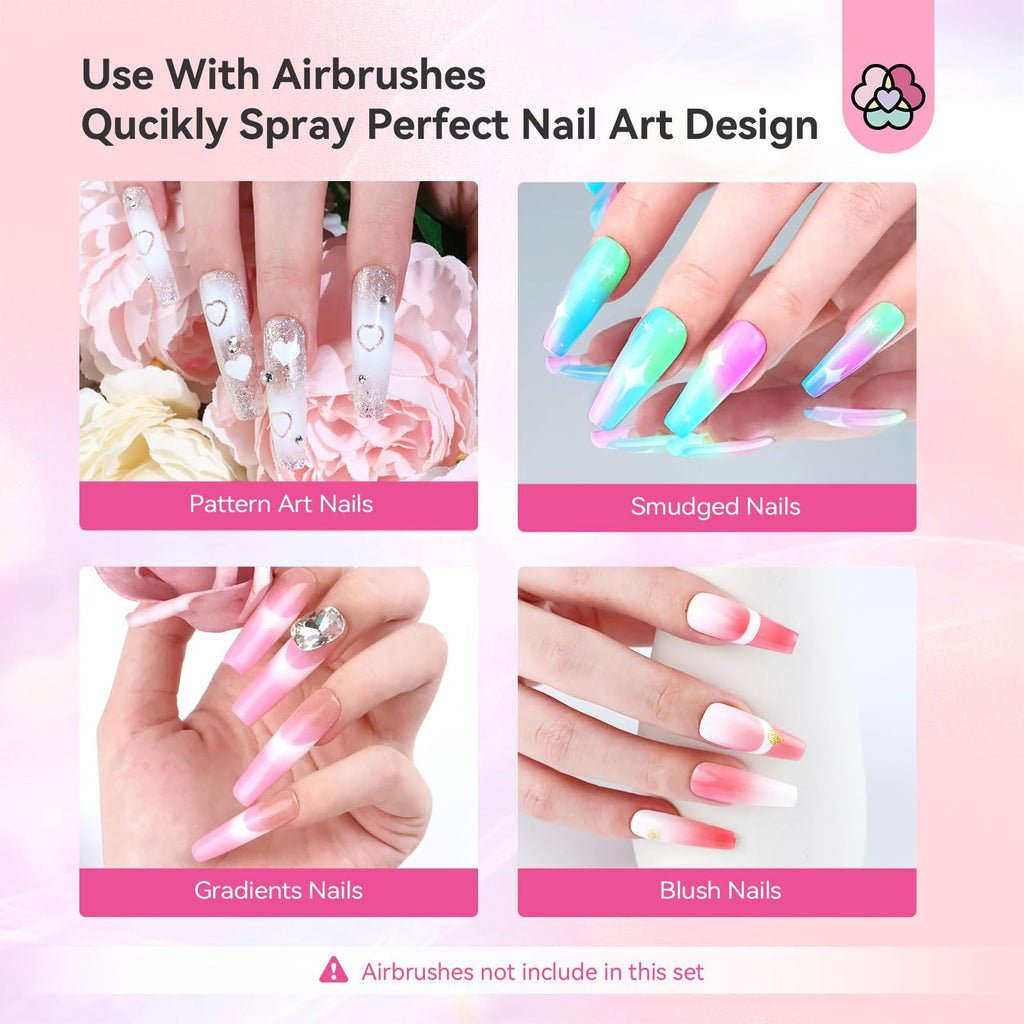 SAVILAND HEMA-Free Airbrush Gel Nail Polish Set, 12 Colors, No Dilution