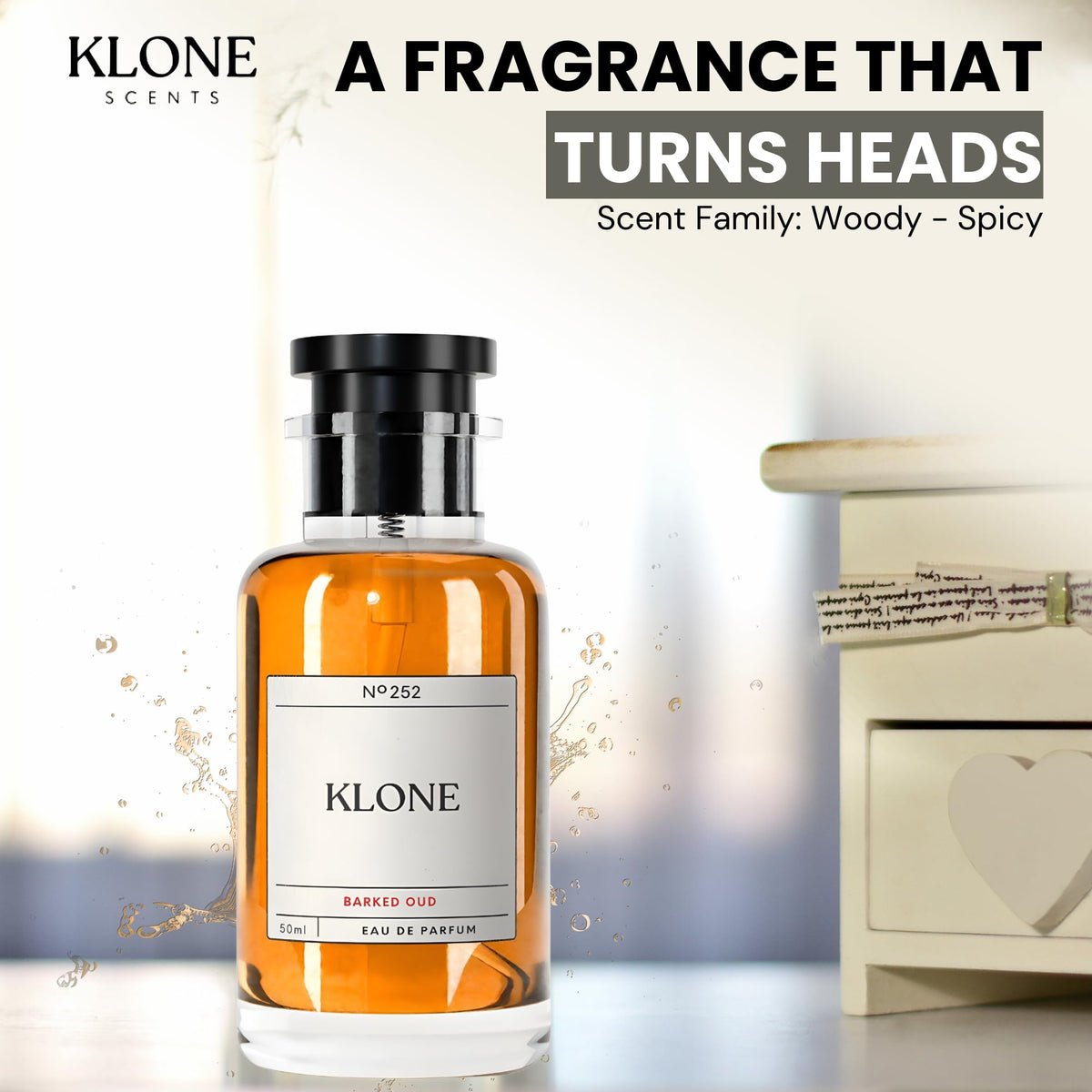 Klone Barked Oud Eau de Parfum 50ml, Long-Lasting Unisex Fragrance