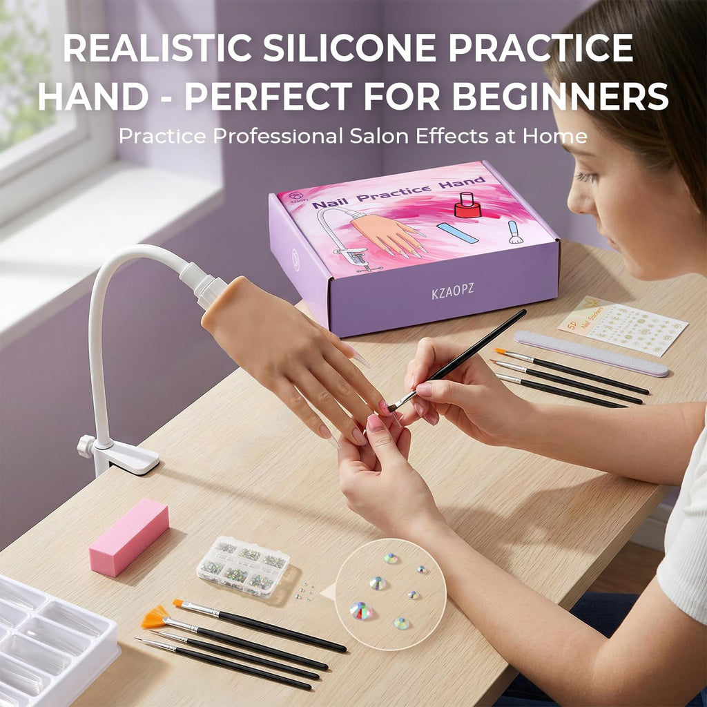 Beginners Practice Hand for Acrylic Nails - Realistic Silicone Mannequin
