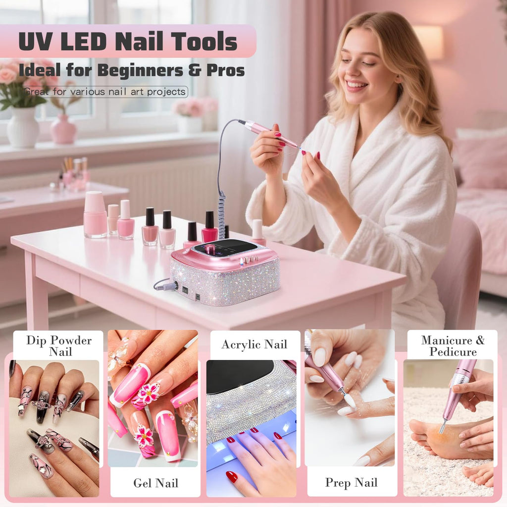 2-in-1 Rechargeable Cordless UV Nail Lamp & Electric Nail Drill Kit