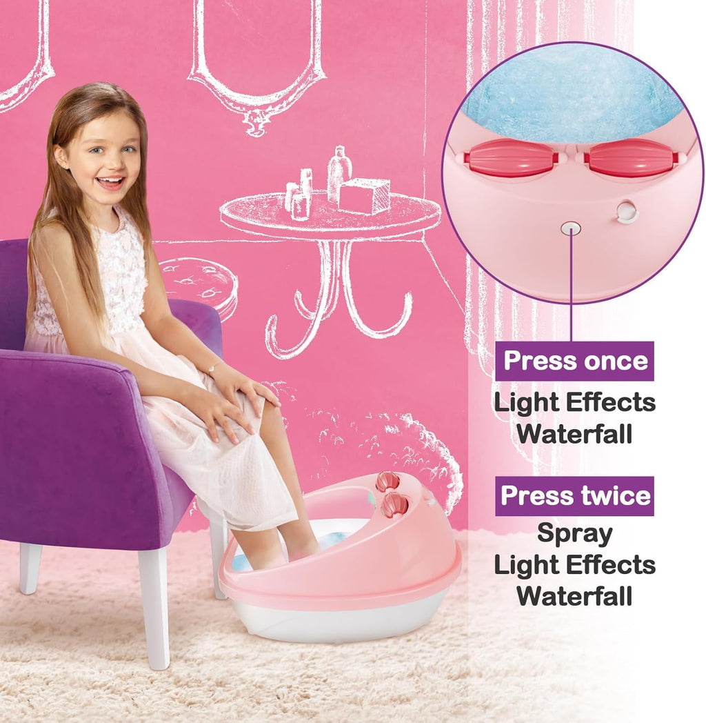 Pink Spa Day Gift Set for Girls with Foot Spa, Nail Art and Accessories