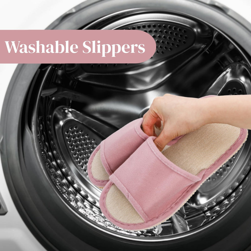 Eorbow 10-Pack Washable Open-Toe House Slippers for Guests, Non-Slip Indoor Spa Slippers