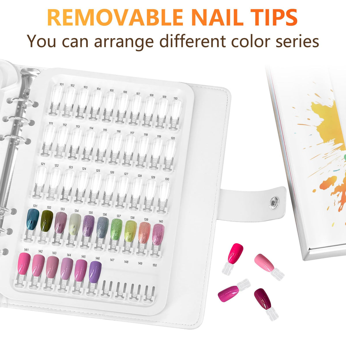 I·B·N G C11 Nail Color Swatch Display Book with Clear Nail Tips, Holds 150 Colors