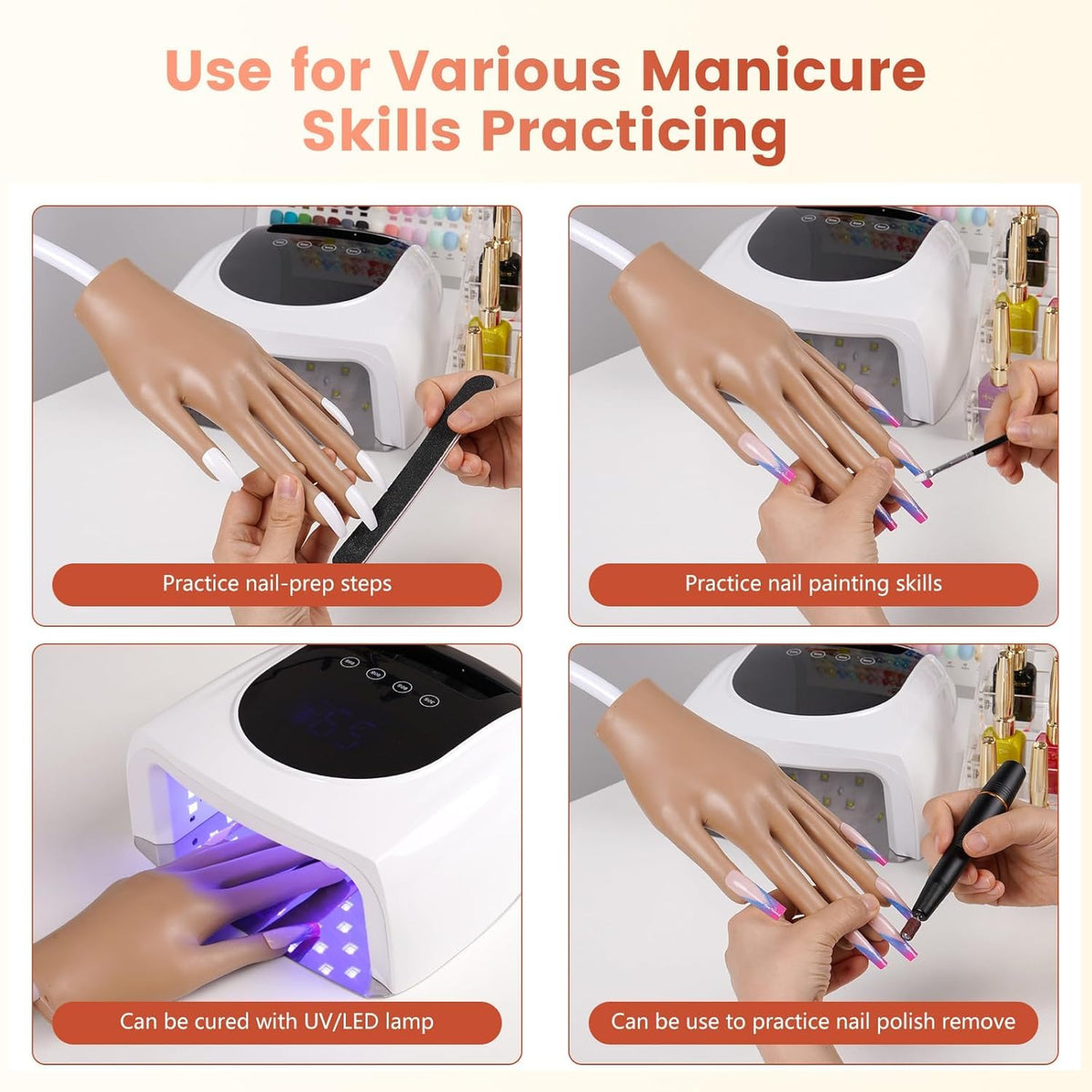 Practice Nail Hand Kit for Nail Extension and Nail Art Training