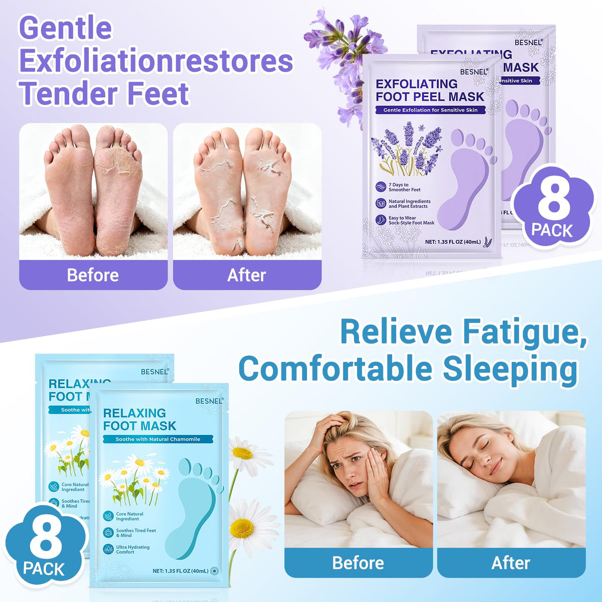 Moisturizing and Exfoliating Foot Care Masks for Dry, Rough Feet