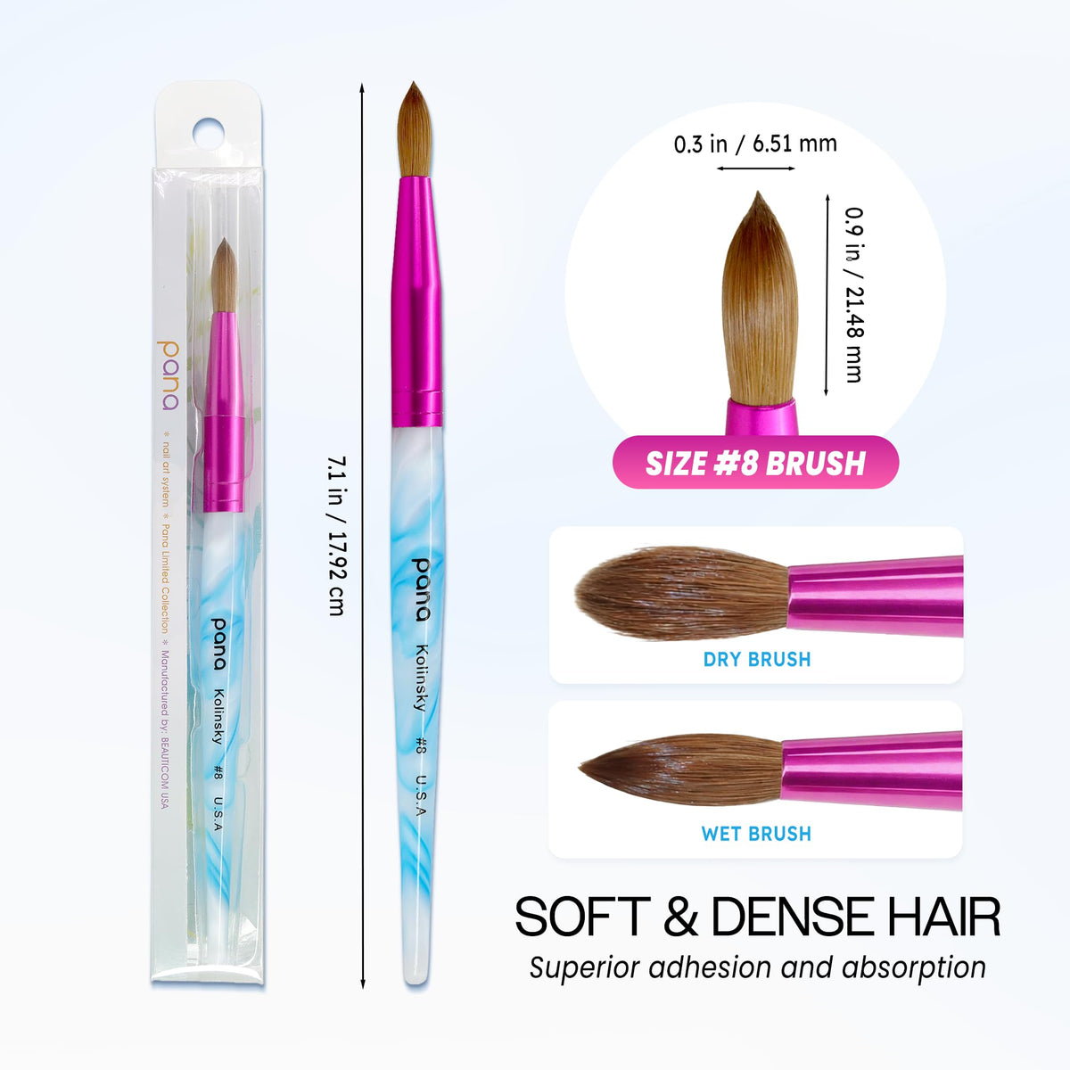 PANA USA Pure Kolinsky Hair Acrylic Nail Brush