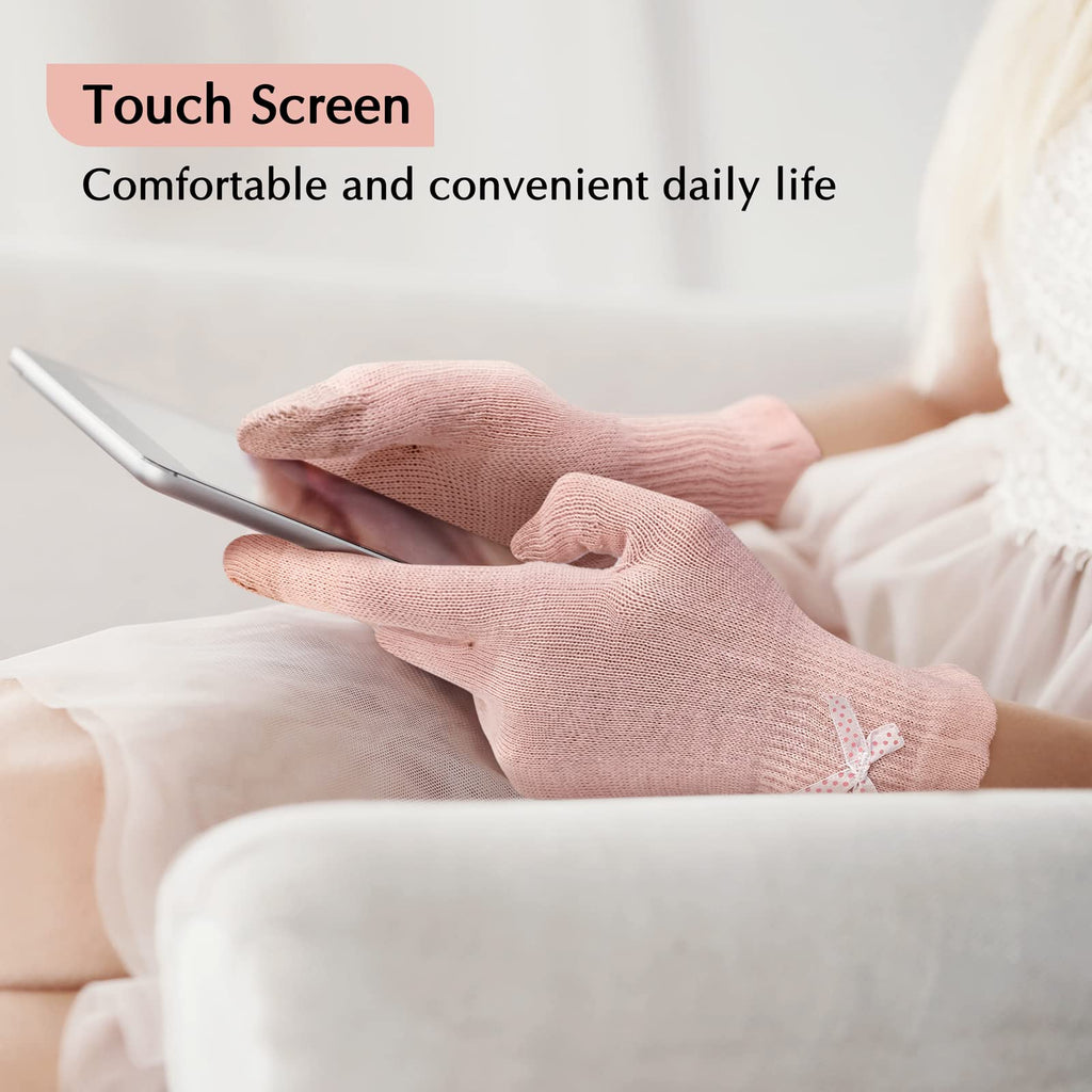 Evridwear Moisturizing Cotton Gloves, 6 Pairs, Pink