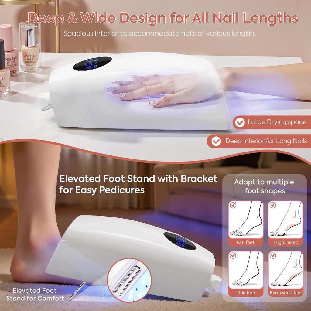 72W UV LED Nail Lamp, Cordless Gel Nail Dryer with Smart Sensor