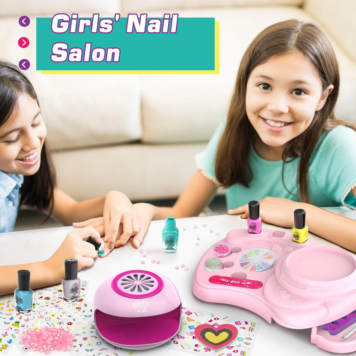 Amagoing Kids Nail Art Studio Kit with Peelable Polish and Nail Dryer