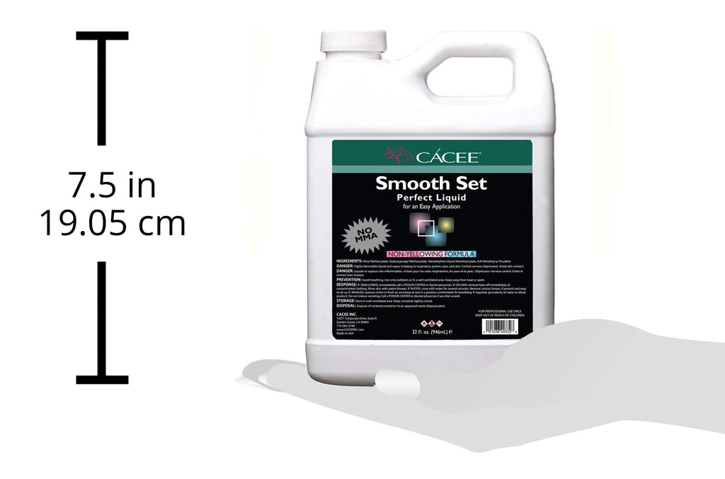 Caccee Smooth Set Acrylic Liquid Monomer 32 Fl Oz, Non-Yellowing Low-Odor