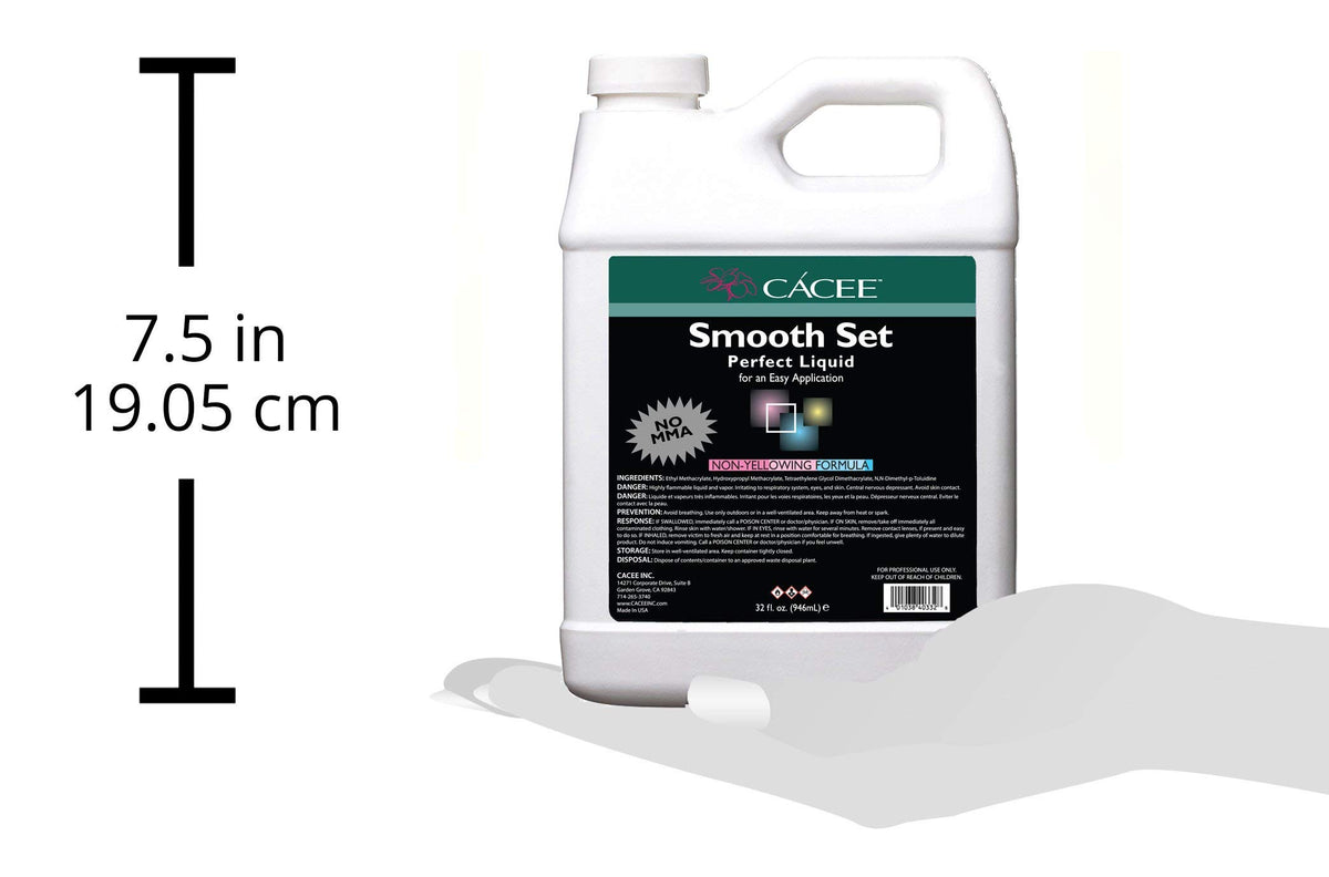 Caccee Smooth Set Acrylic Liquid Monomer 32 Fl Oz, Non-Yellowing Low-Odor