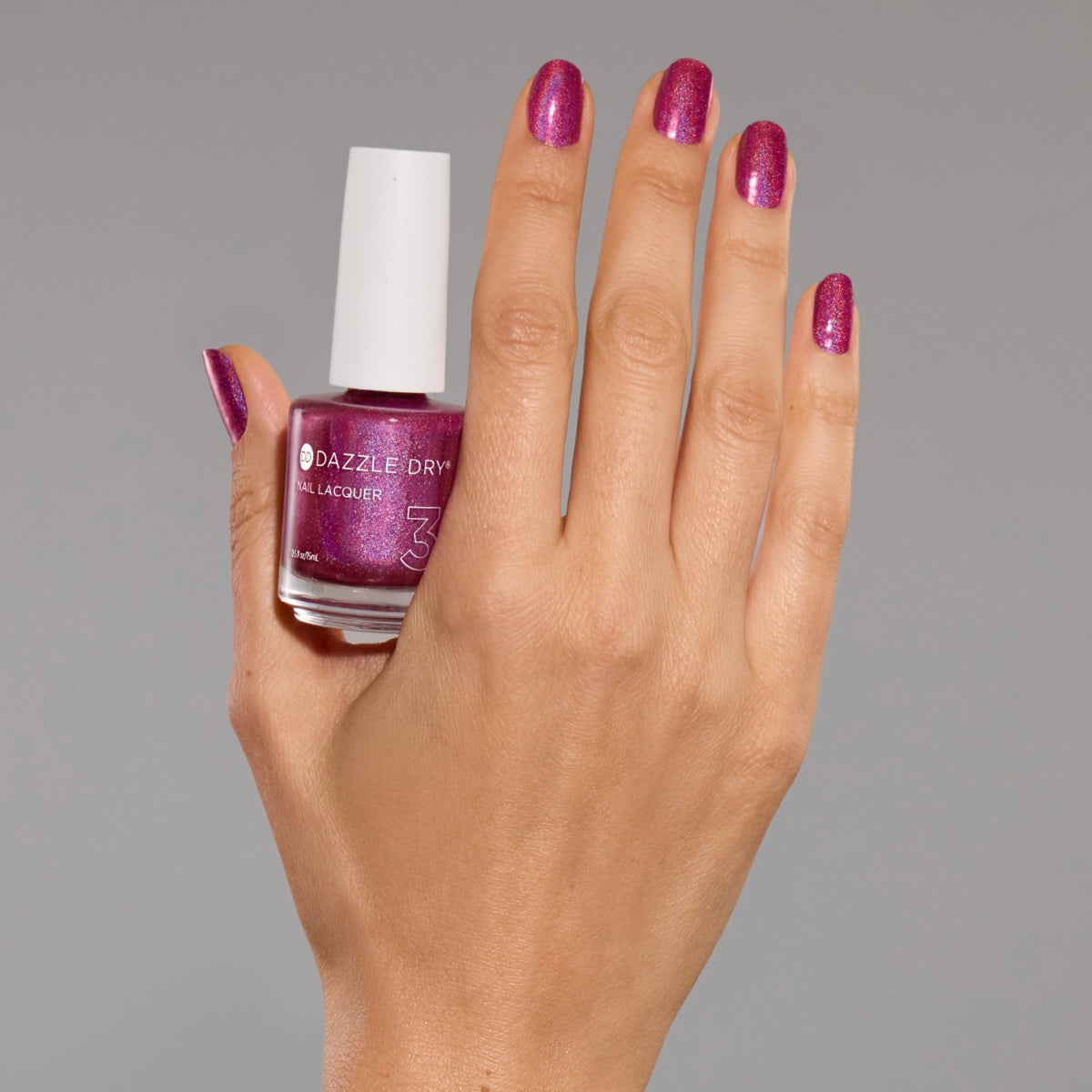 Dazzle Dry Nail Lacquer Step 3 Beauty Sleep Holographic Dark Fuchsia 0.5 fl oz