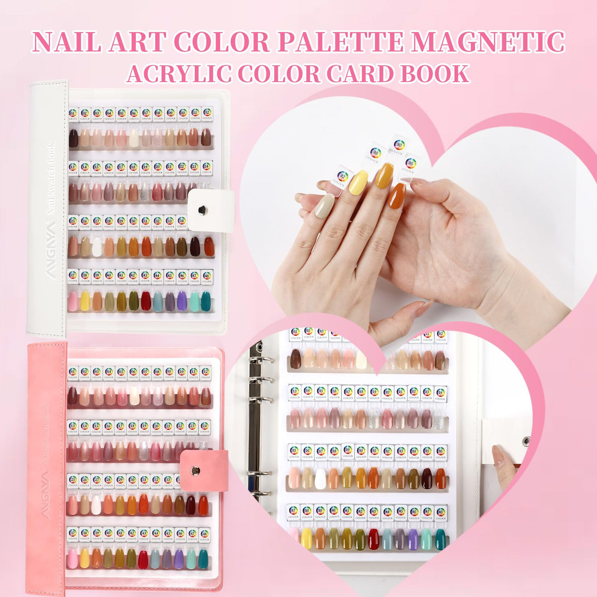 ANGNYA Magnetic Nail Swatch Book for Nail Color Display