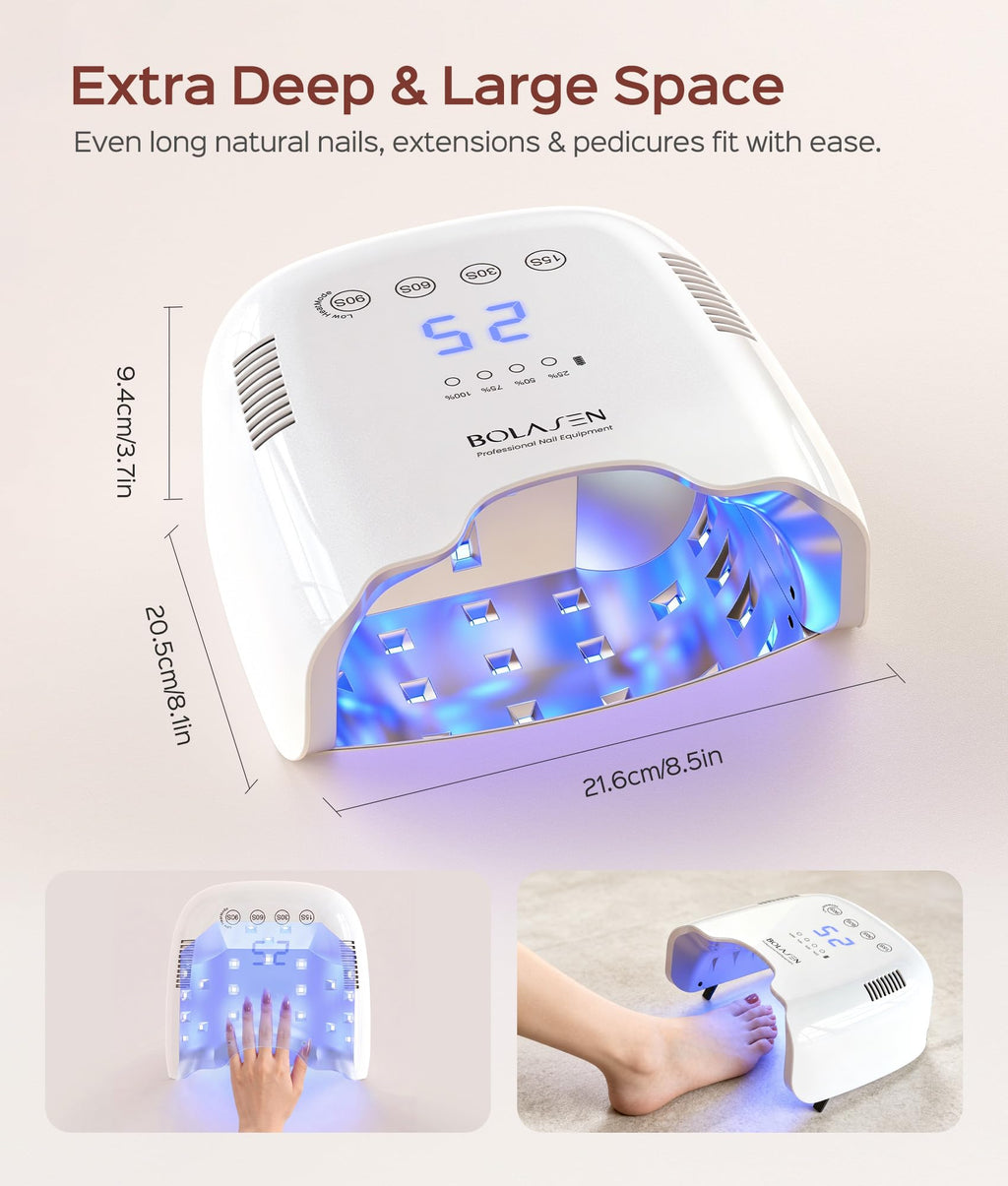 BOLASEN Cordless Rechargeable UV/LED Nail Lamp for Gel Nails