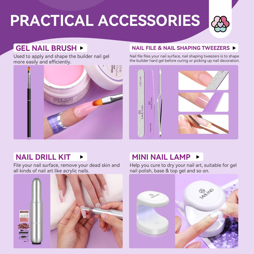 SAVILAND Builder Gel Nail Kit for Nail Extension, Strengthening and Shaping