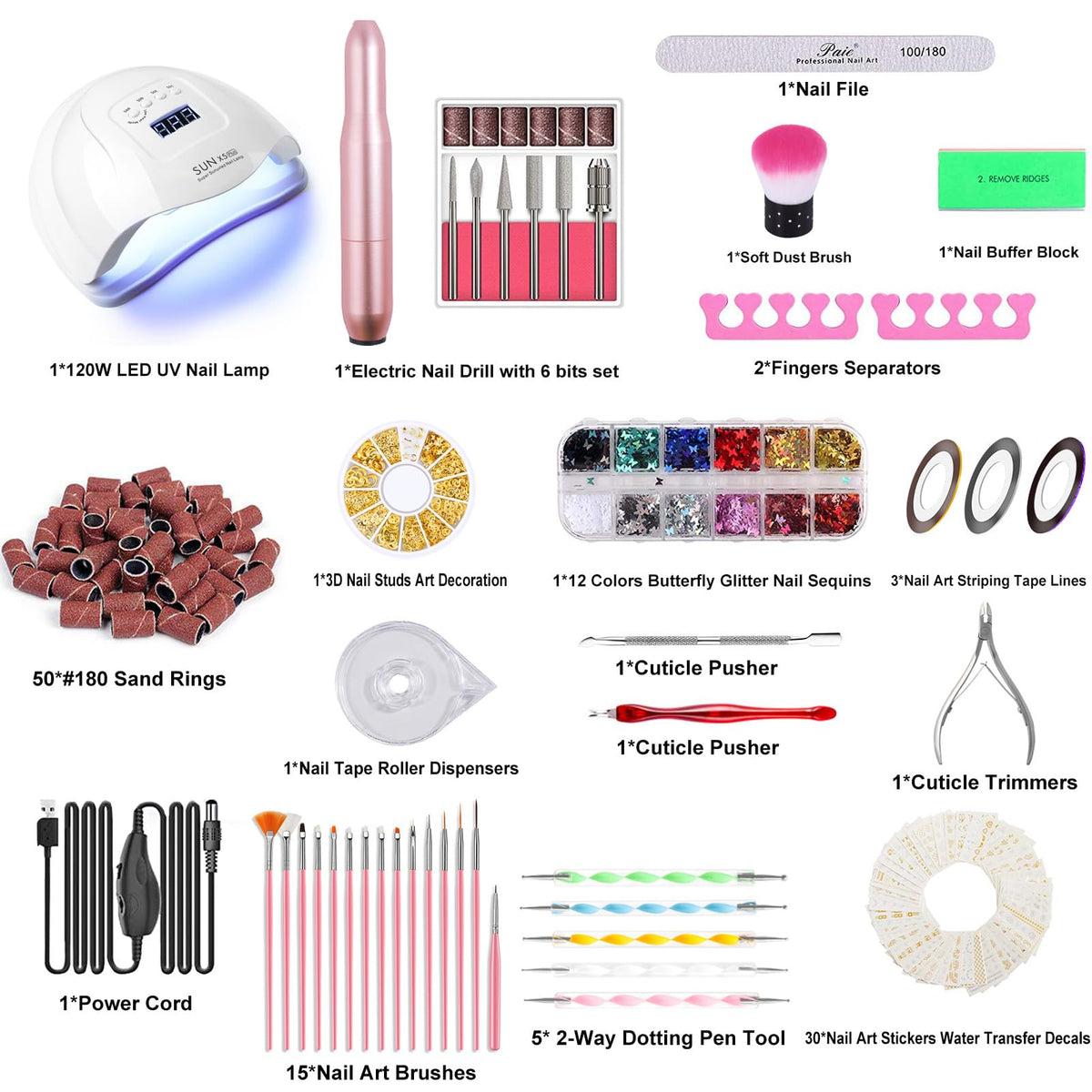 Portable Electric Nail Drill and UV LED Nail Lamp Kit